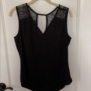 Black sz m sleeveless blouse with lace shoulders